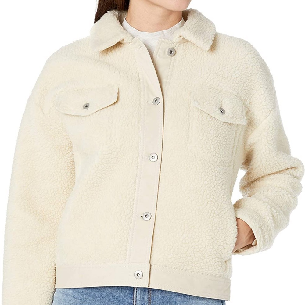 Goodthreads Women's Sherpa Relaxed Fit Long Sleeve Trucker Jacket